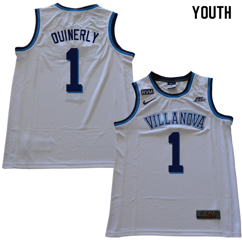 2018 Youth #1 Jahvon Quinerly Villanova Wildcats College Basketball Jerseys Sale-White - Click Image to Close